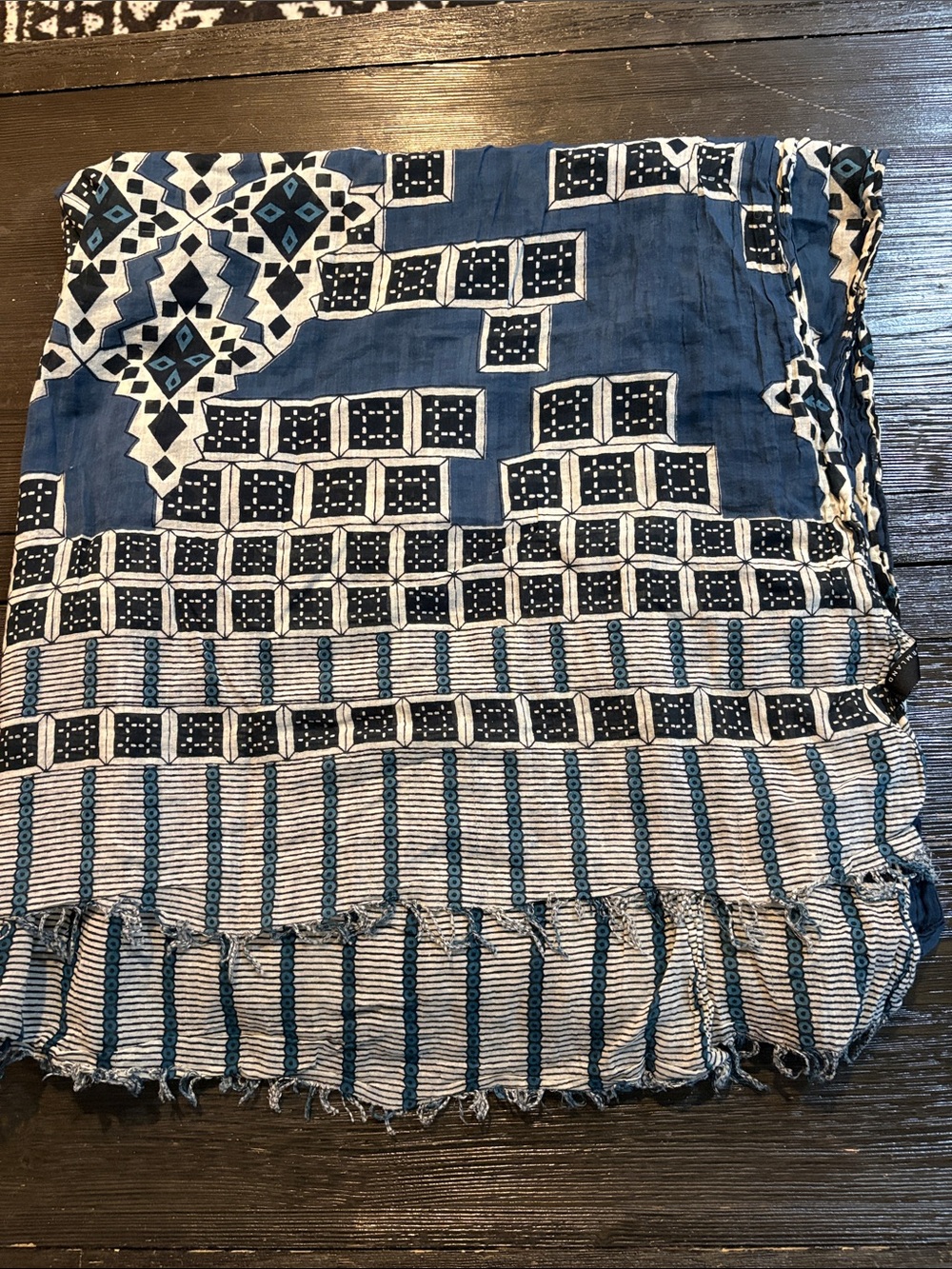 Blue & White Patterned Women's Scarf Wrap